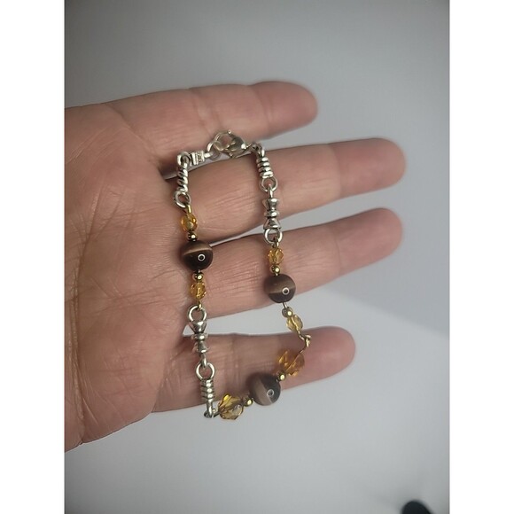 Vintage Premier Designs Silver Tone Bracelet Stone Beaded Jewelry Costume - Picture 8 of 9